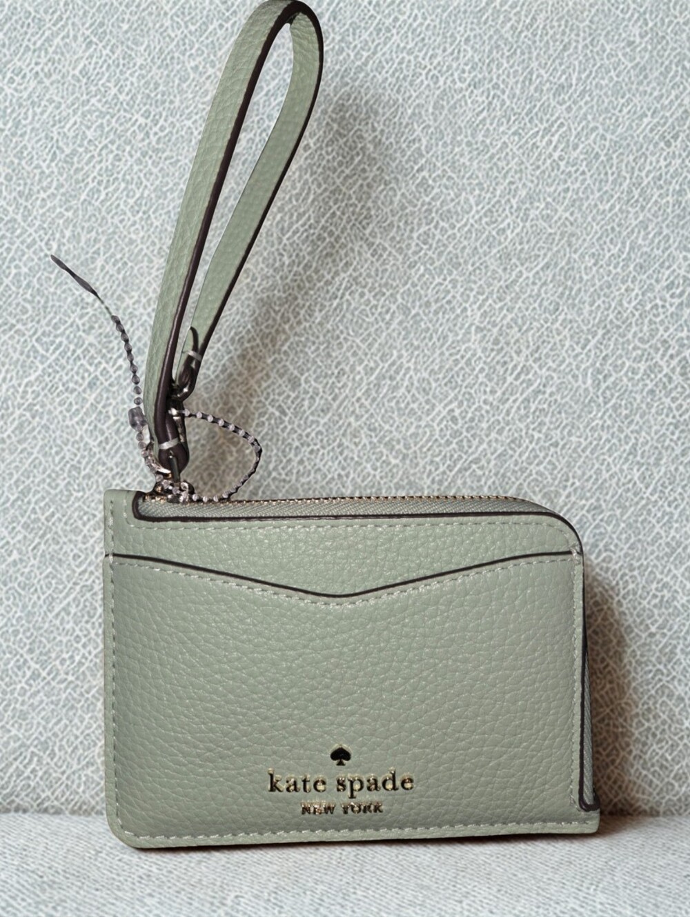 kate spade Pale Mint Leather Wristlet Card Case with Wrist Strap